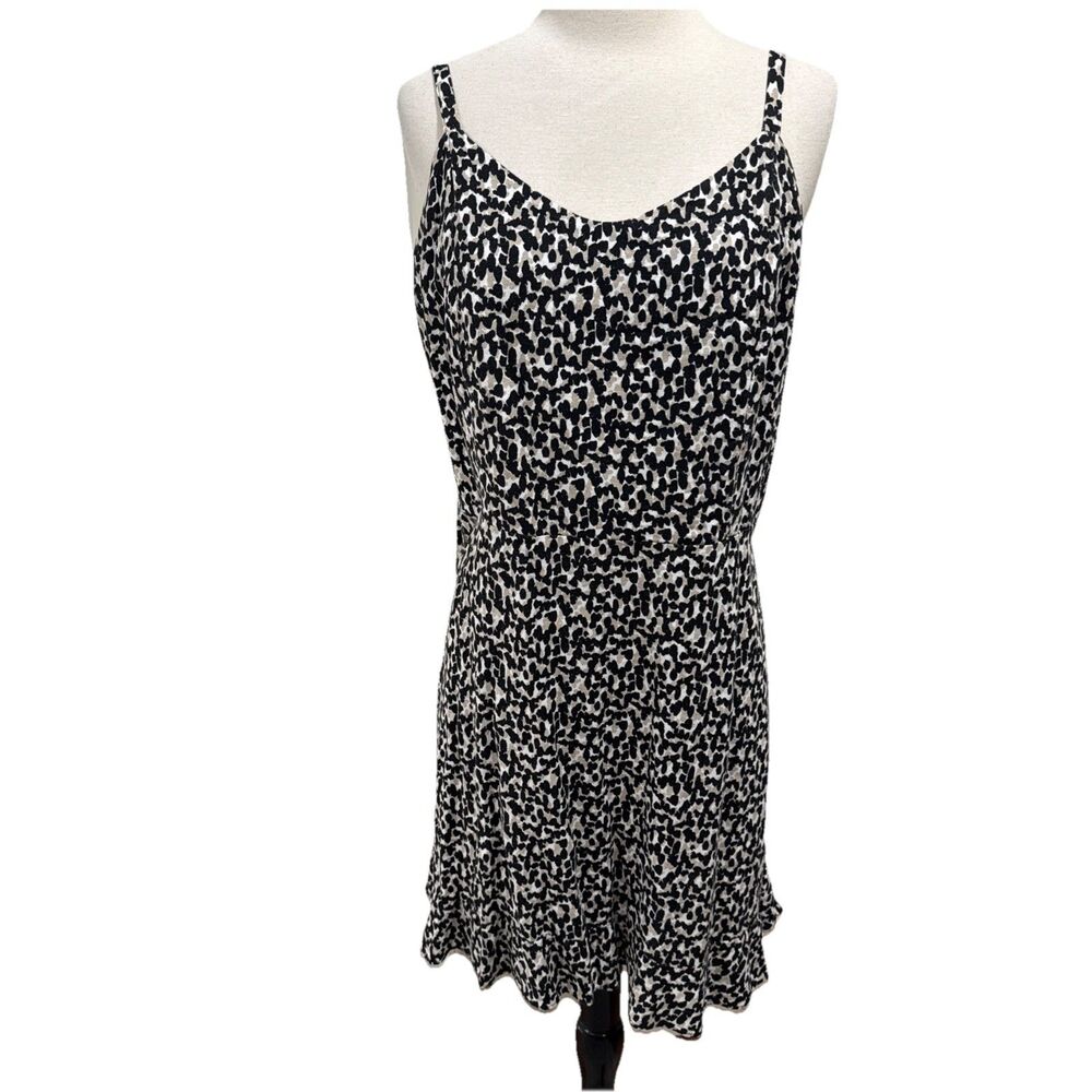 Old Navy Women's XL Cami Dress Tan Black Fit & Flare Linen Animal Print New